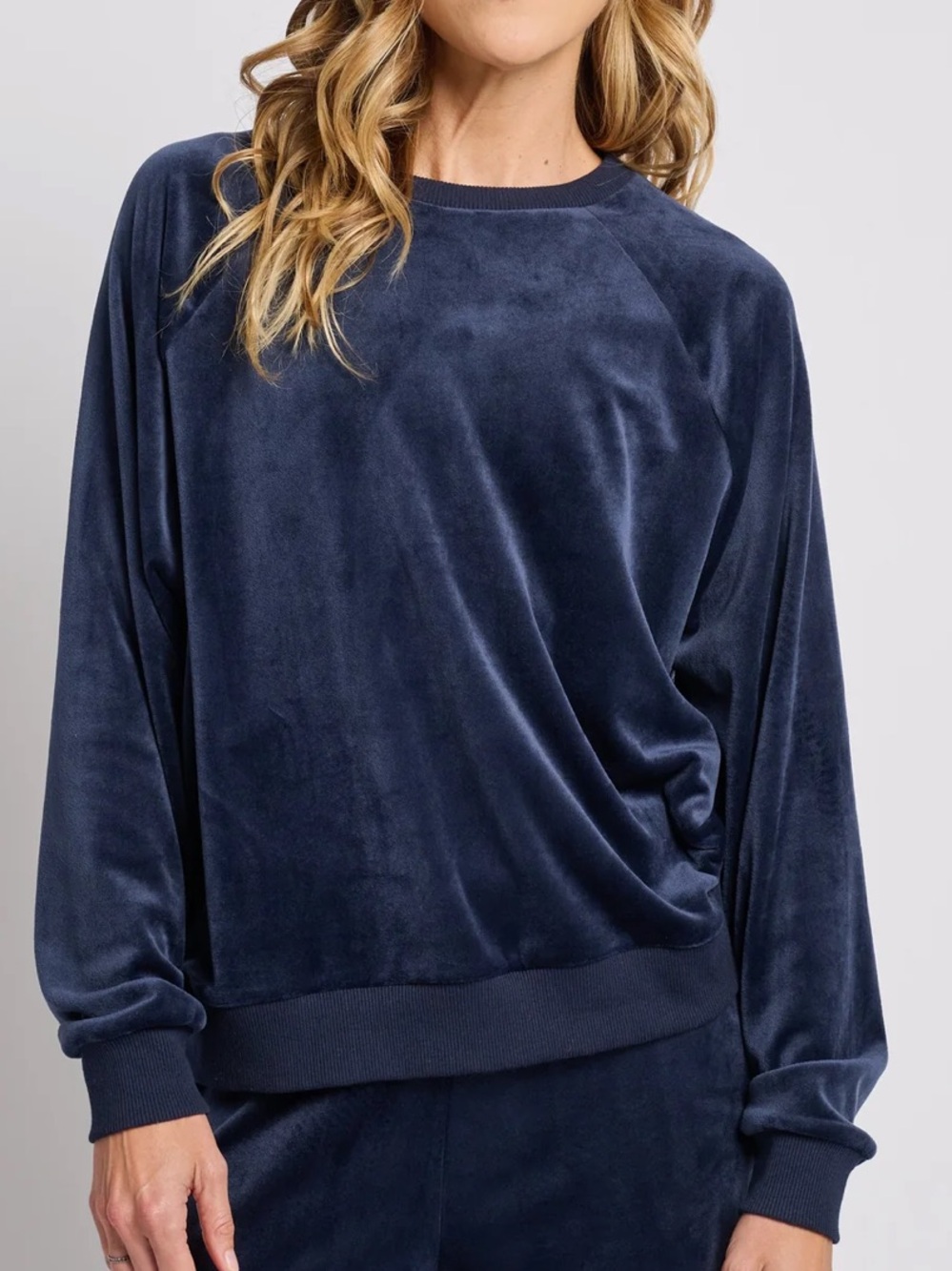 Splits59 Joy blue velour crewneck sweatshirt